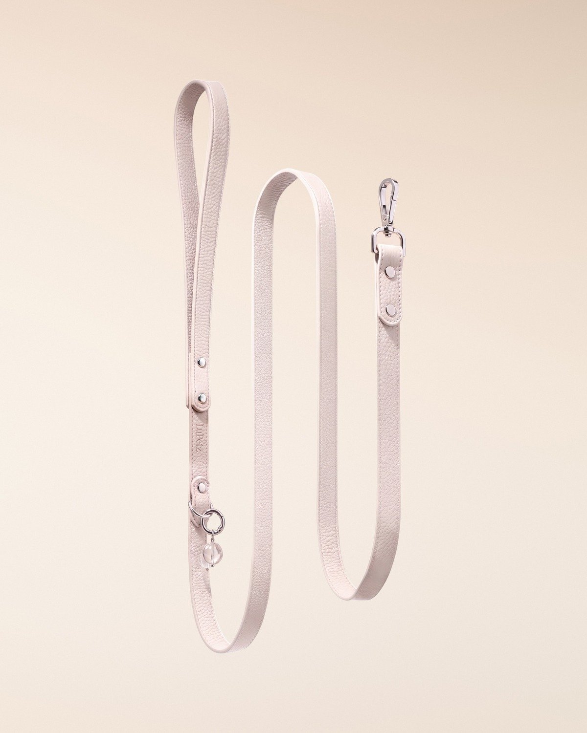 LuPetz taupe leather collar with clear quartz